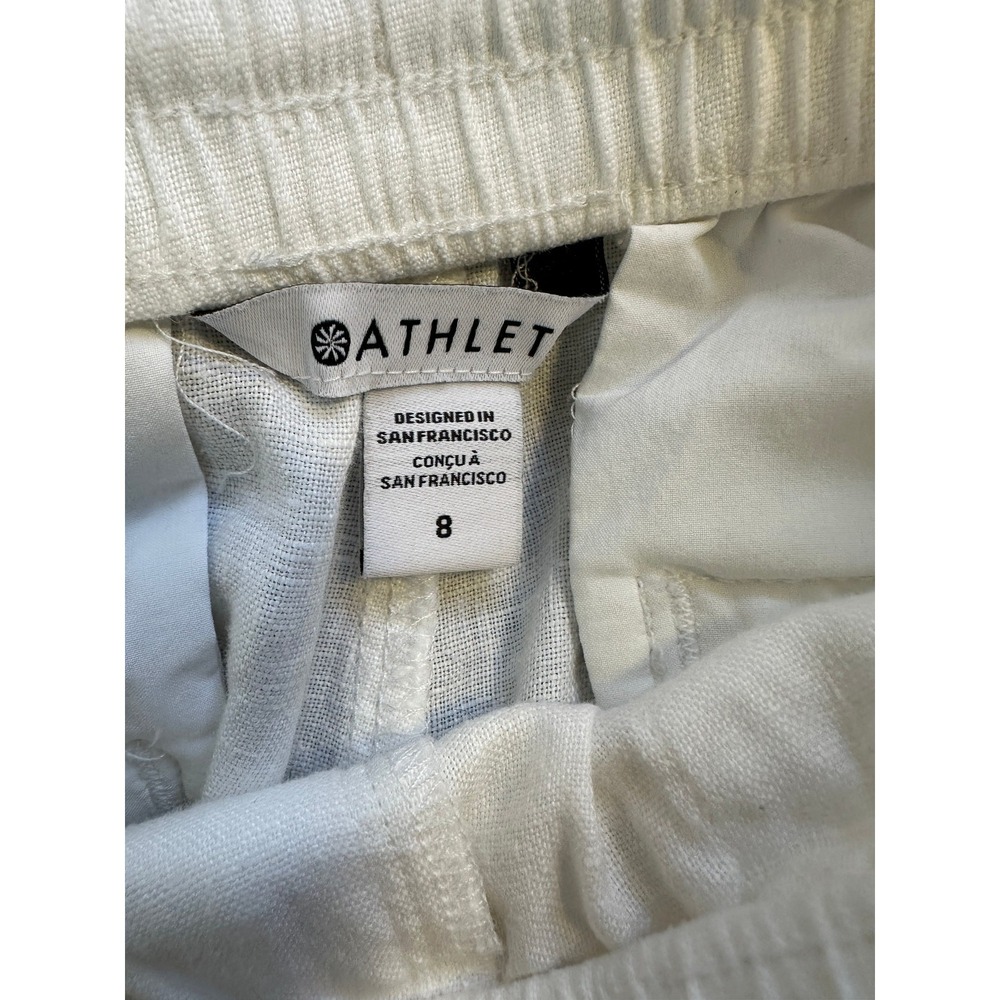 Athleta Retreat 100% Linen Wide Leg Pants White Resort Beach Zip Pockets Size 8 - Picture 7 of 14